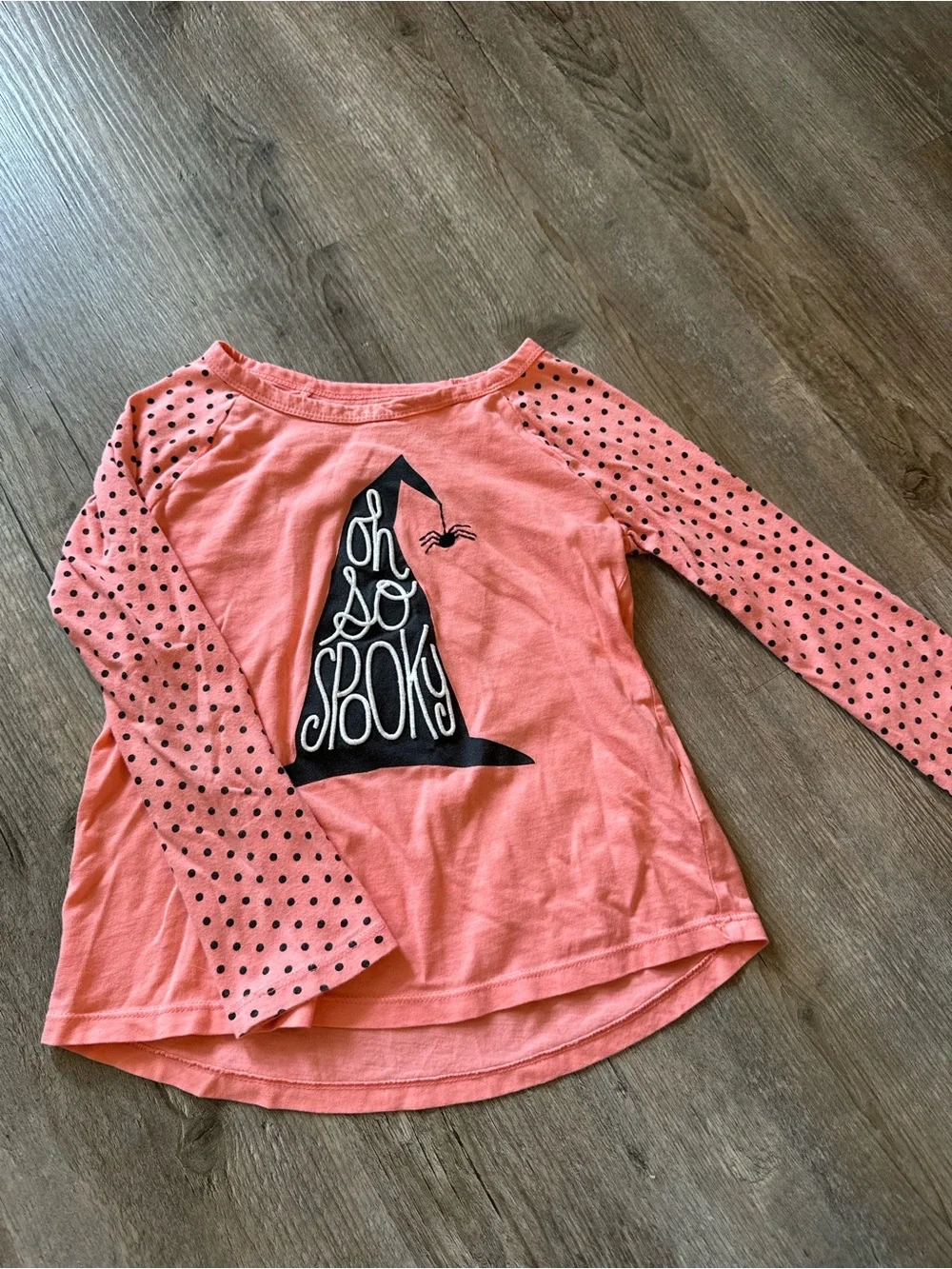 GAP Coral Pink 'Oh So Spooky' Embroidered Long Sleeve Tee